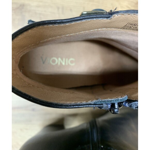 Vionic Women's Trinity Black Leather Ankle Boots Sz 9.5 Gold Buckle Straps Shors - Picture 14 of 16